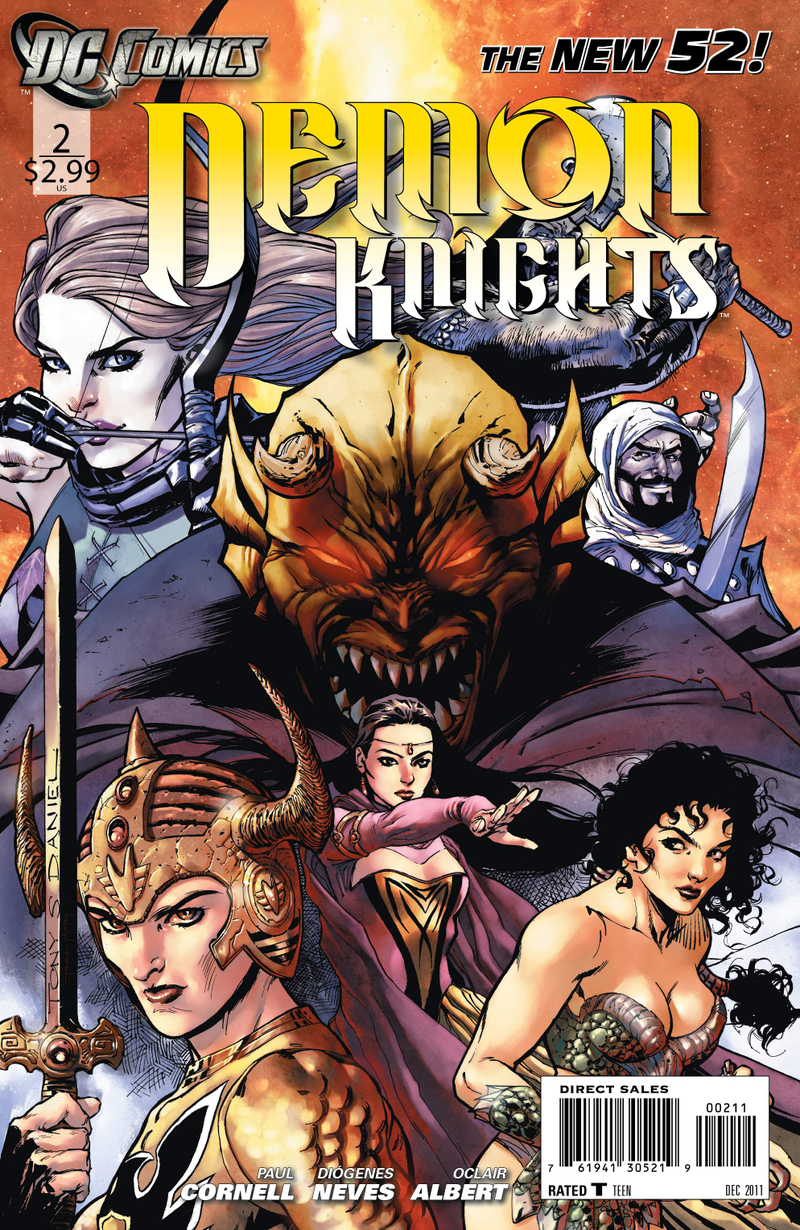 Illustration for article titled In this exclusive preview of Demon Knights, Etrigan and Vandal Savage slay the heck out of dragons